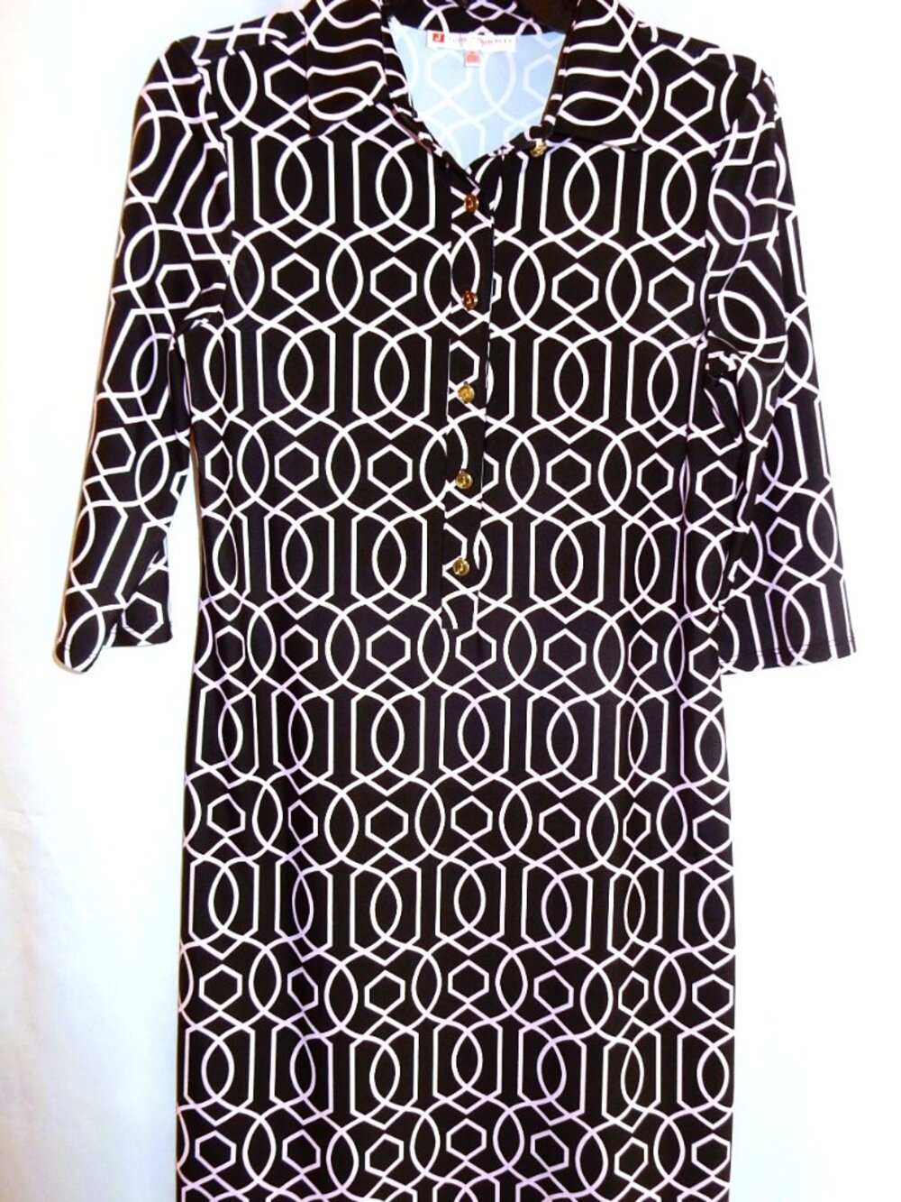 Jude Connally Black & Pink Knit Dress in Size M